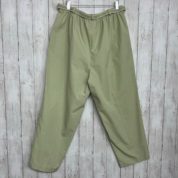 Alfred Dunner Green Elastic High Waist Pull On Belted Straight Leg Trousers 18W - Picture 2 of 13